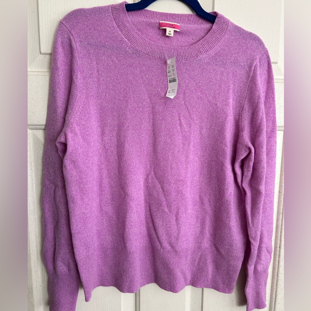 New J Crew SWEATER Violet Pink Cashmere DEFECT SZ Medium